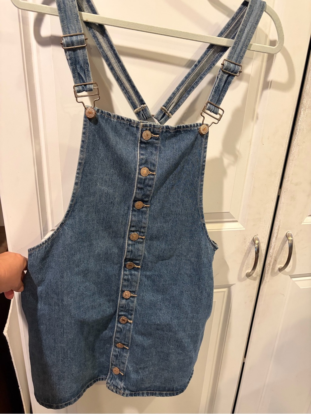 Forever 21 Blue Denim Button-Front Overall Dress